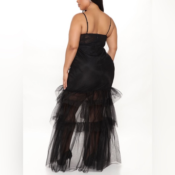 Fashion Nova Black Sheer Mesh Bustier Special Days Tulle Maxi Dress Mermaid Gown - Picture 7 of 13